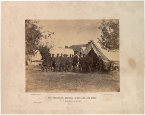 The President, General McClellan and Suite on Antietam, 3rd October, 1862 by Alexander Gardner